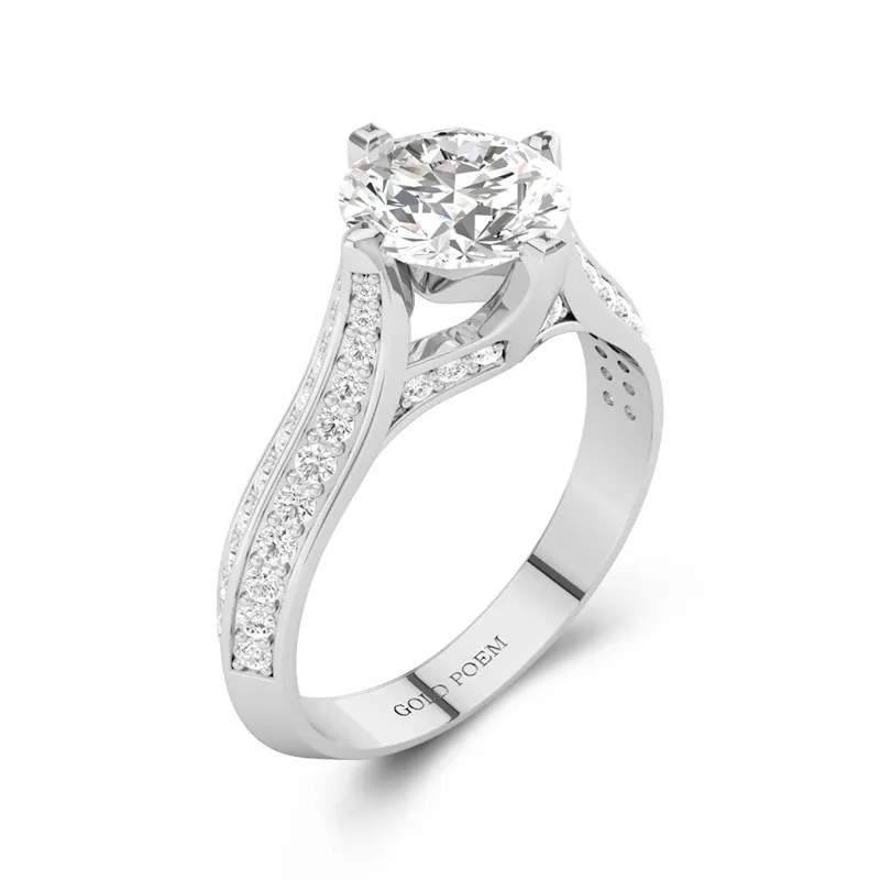 Pavé Est Ouest Bague de fiançailles 1.50ct Moissanite