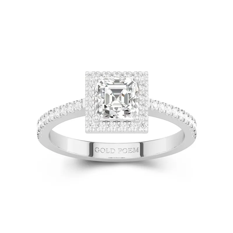 Halo Bague de fiançailles 0.80ct Moissanite