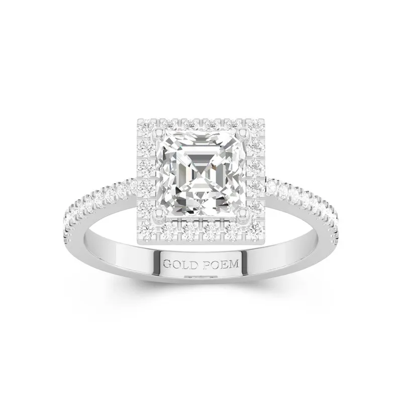 Halo Bague de fiançailles 1.50ct Moissanite