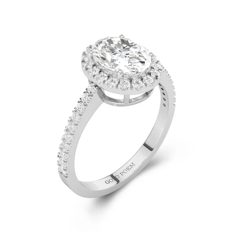 Halo Bague de fiançailles 1.50ct Moissanite