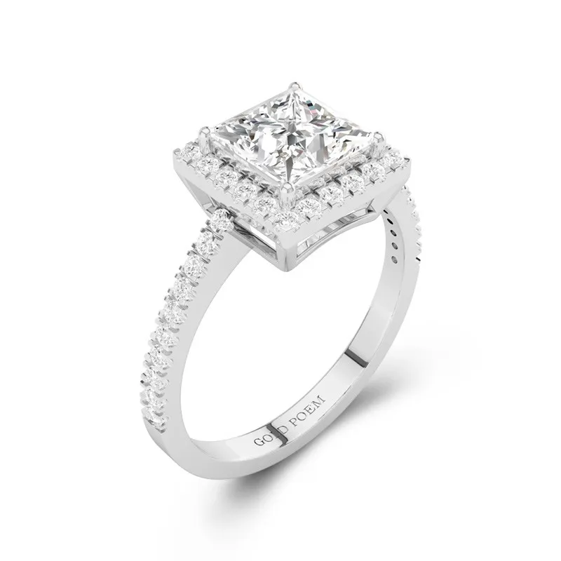 Halo Bague de fiançailles 1.20ct Moissanite