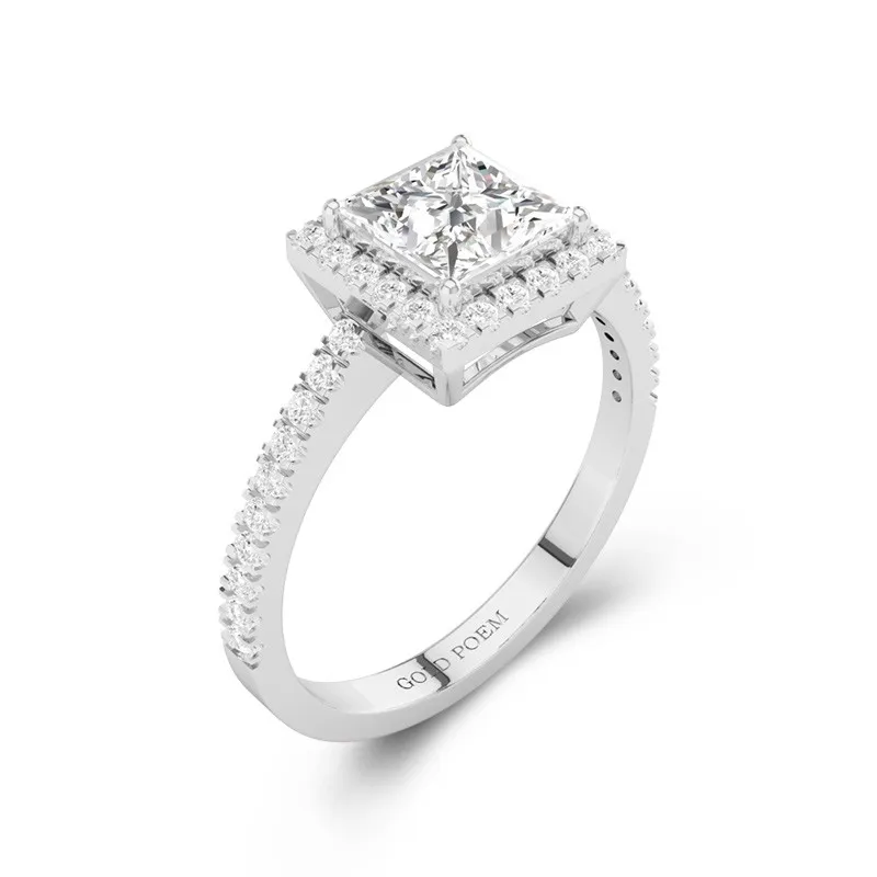 Halo Bague de fiançailles 1.00ct Moissanite