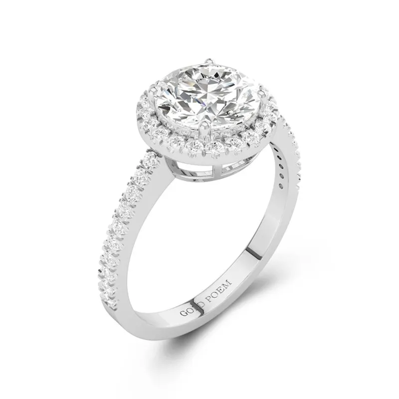 Halo Bague de fiançailles 1.50ct Moissanite