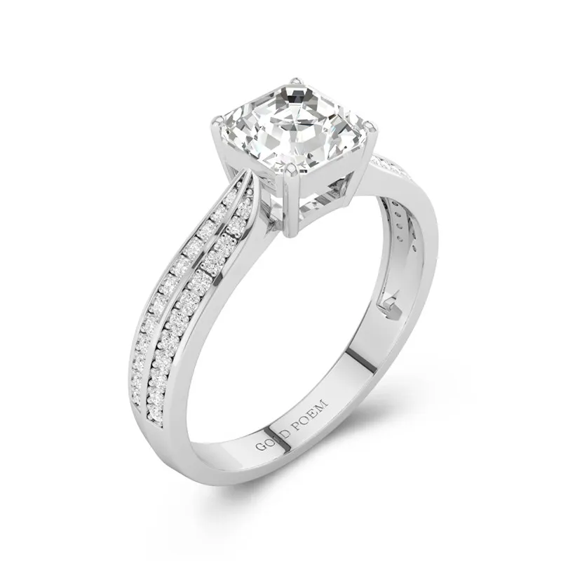 1.00ct Moissanite Bague de fiançailles Or blanc 18 carats