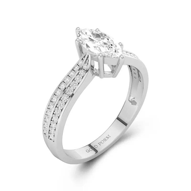 0.80ct Moissanite Bague de fiançailles Or blanc 14 carats