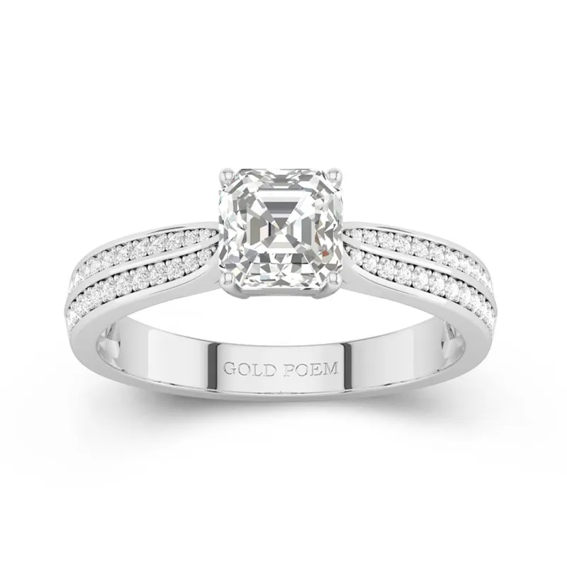 1.00ct Moissanite Engagement Ring 18K White Gold