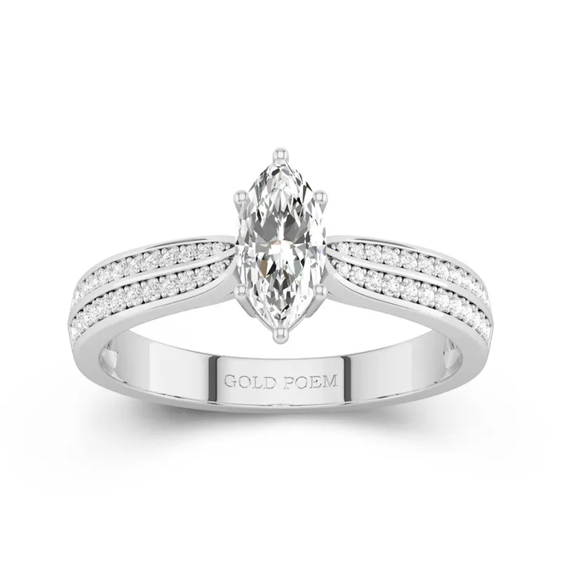 0.80ct Moissanite Engagement Ring 14K White Gold