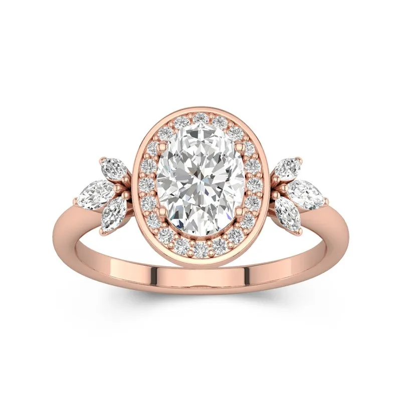 14K Rose Gold Moissanite Engagement Ring