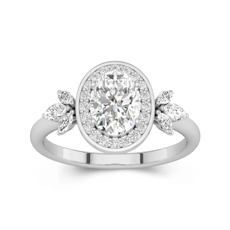 14K White Gold Moissanite Engagement Ring