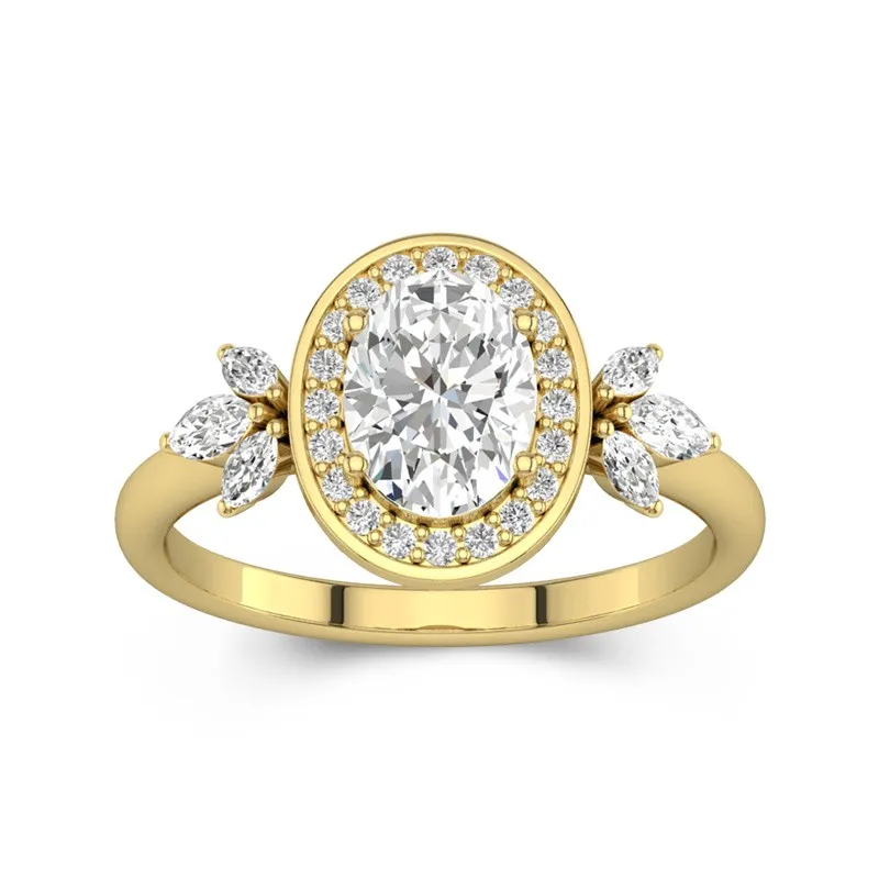 18K Gold Moissanite Engagement Ring