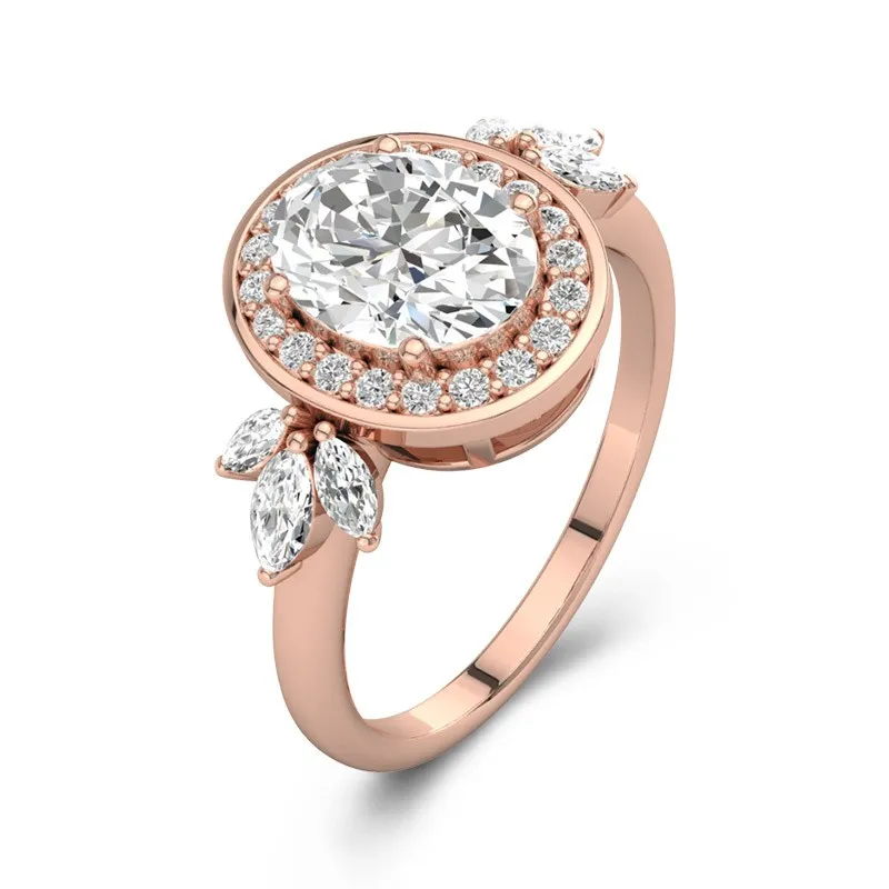 14K Rose Gold Moissanite Engagement Ring