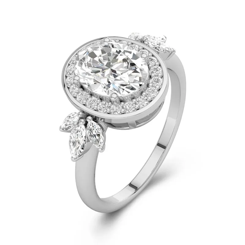 14K White Gold Moissanite Engagement Ring