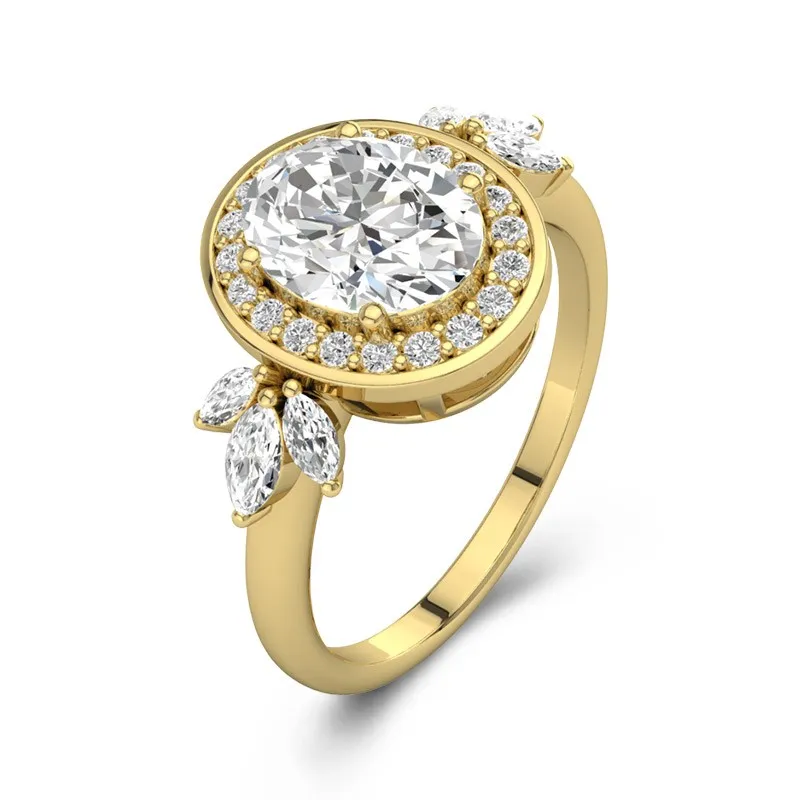 18K Gold Moissanite Engagement Ring