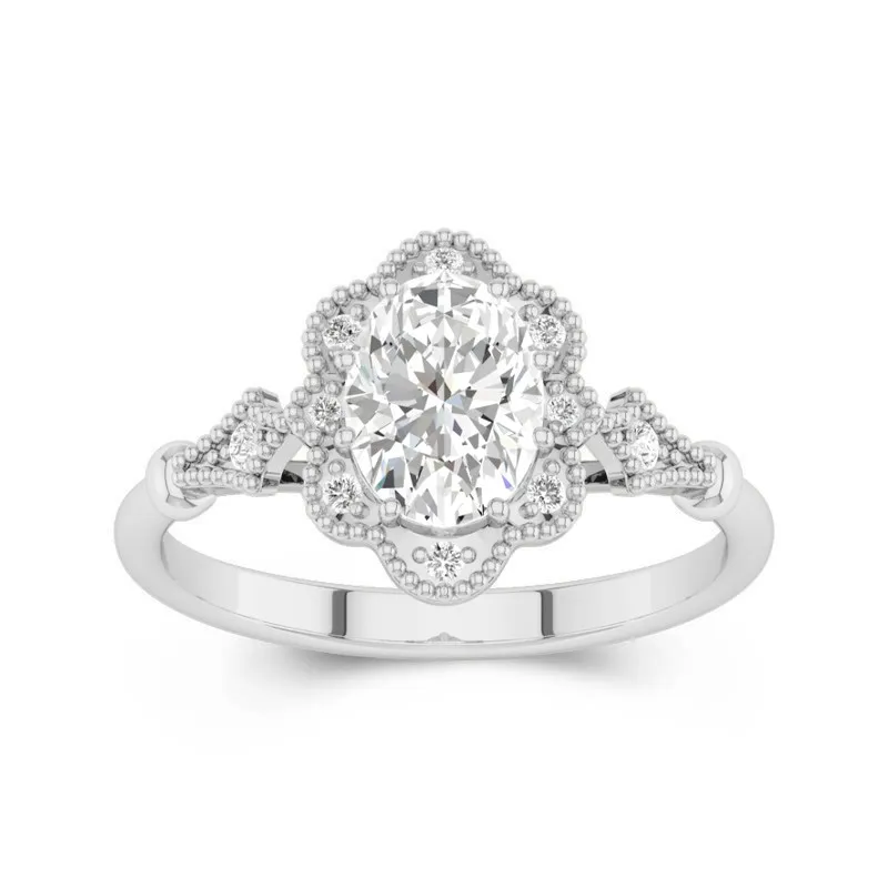 14K White Gold Moissanite Engagement Ring