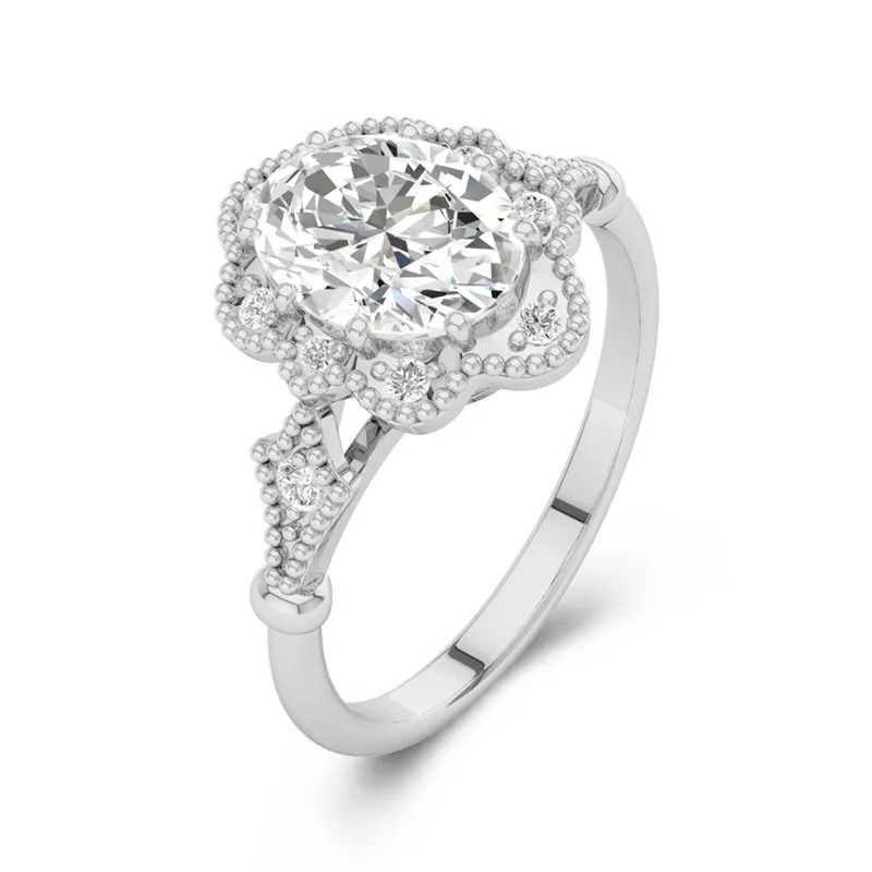 14K White Gold Moissanite Engagement Ring