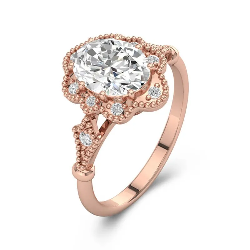 18K Rose Gold Moissanite Engagement Ring