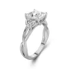Argent sterling 925 Moissanite Bague de fiançailles