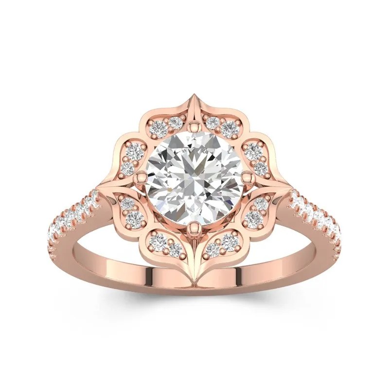 14K Rose Gold Moissanite Engagement Ring