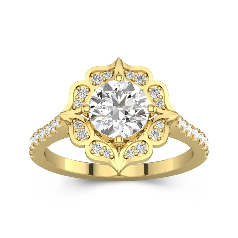 14K Gold Moissanite Engagement Ring