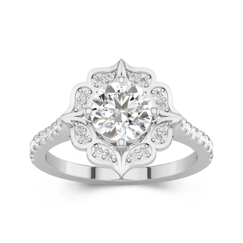 18K White Gold Moissanite Engagement Ring