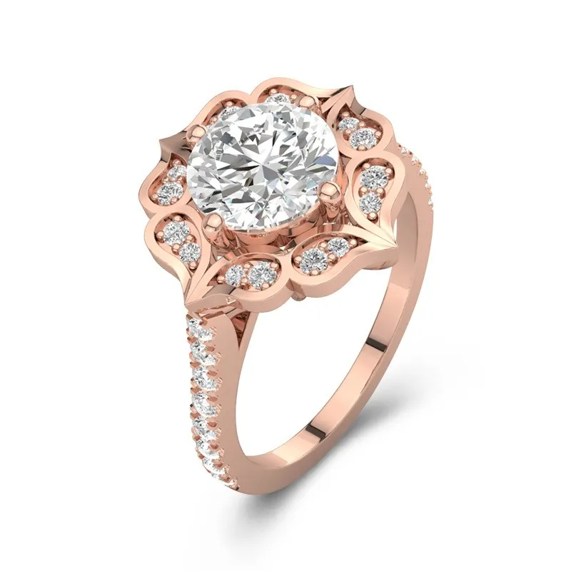 14K Rose Gold Moissanite Engagement Ring