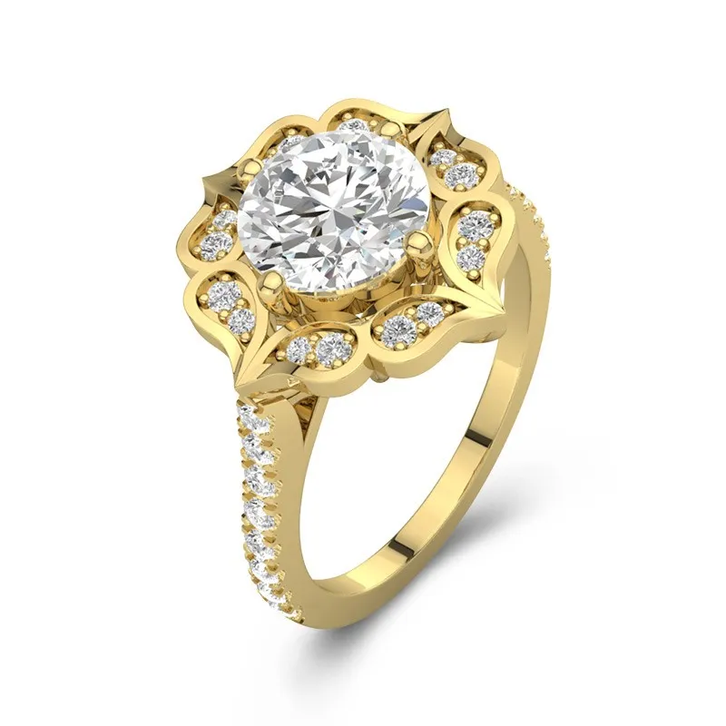 14K Gold Moissanite Engagement Ring