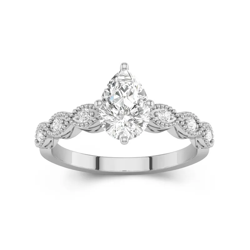 925 Sterling Silver Moissanite Engagement Ring