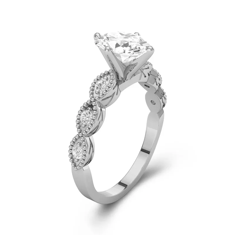 Argent sterling 925 Moissanite Bague de fiançailles