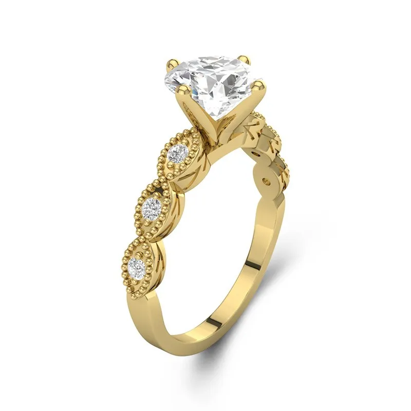 Antique Round 1.50ct Moissanite Engagement Ring