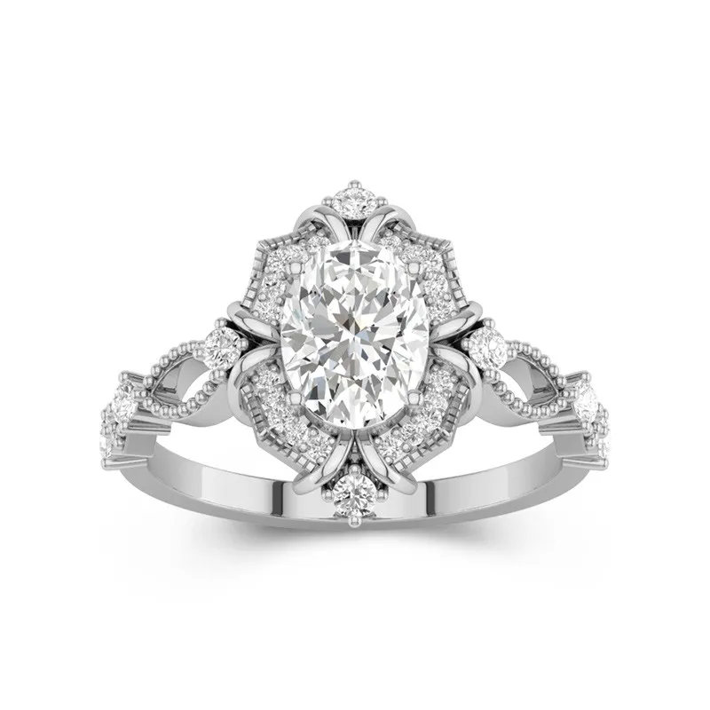 14K White Gold Moissanite Engagement Ring