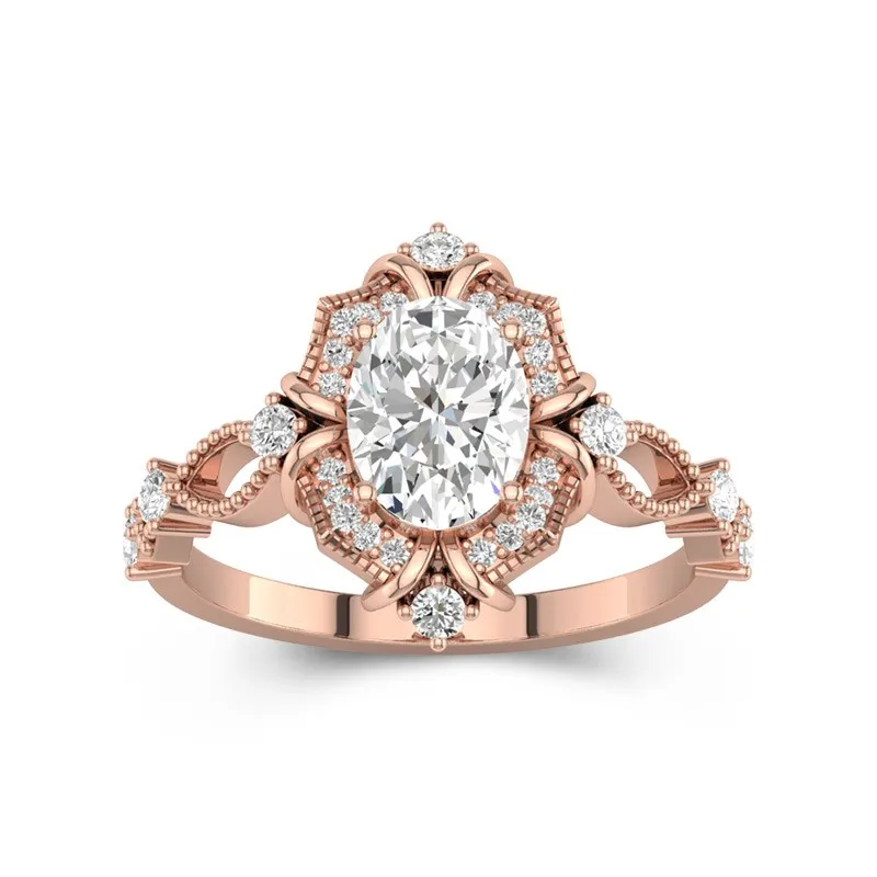 18K Rose Gold Moissanite Engagement Ring