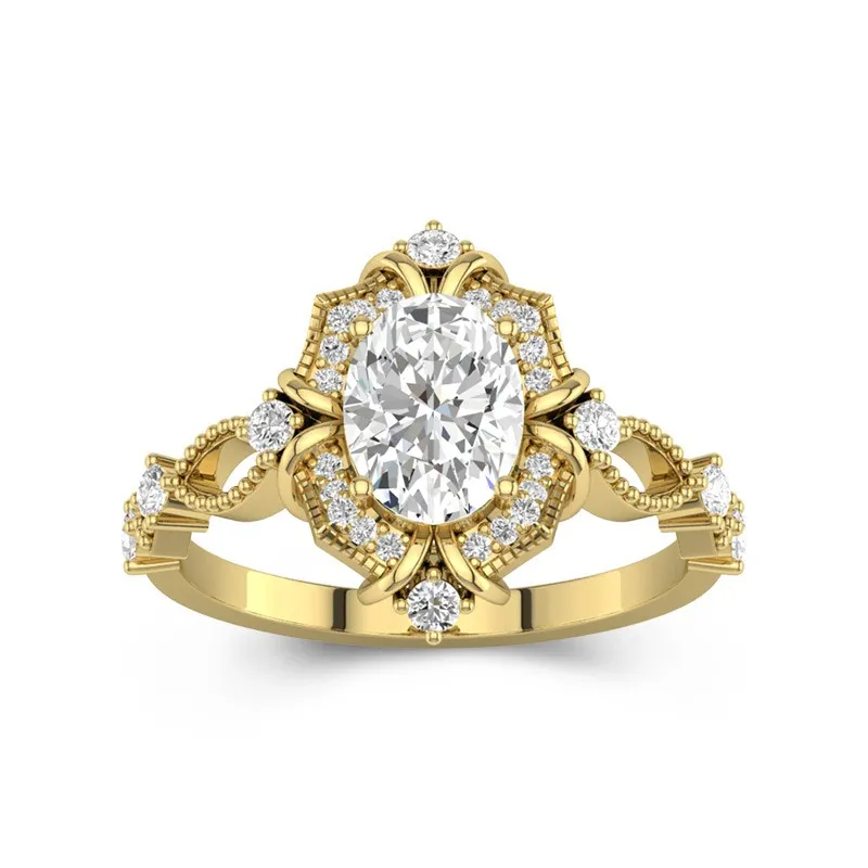 18K Gold Moissanite Engagement Ring