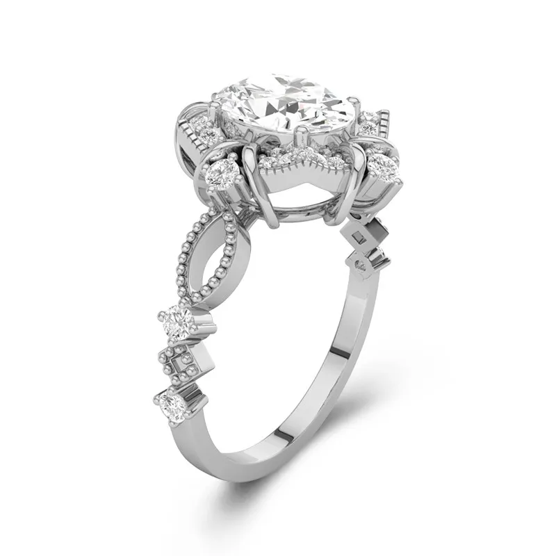 14K White Gold Moissanite Engagement Ring