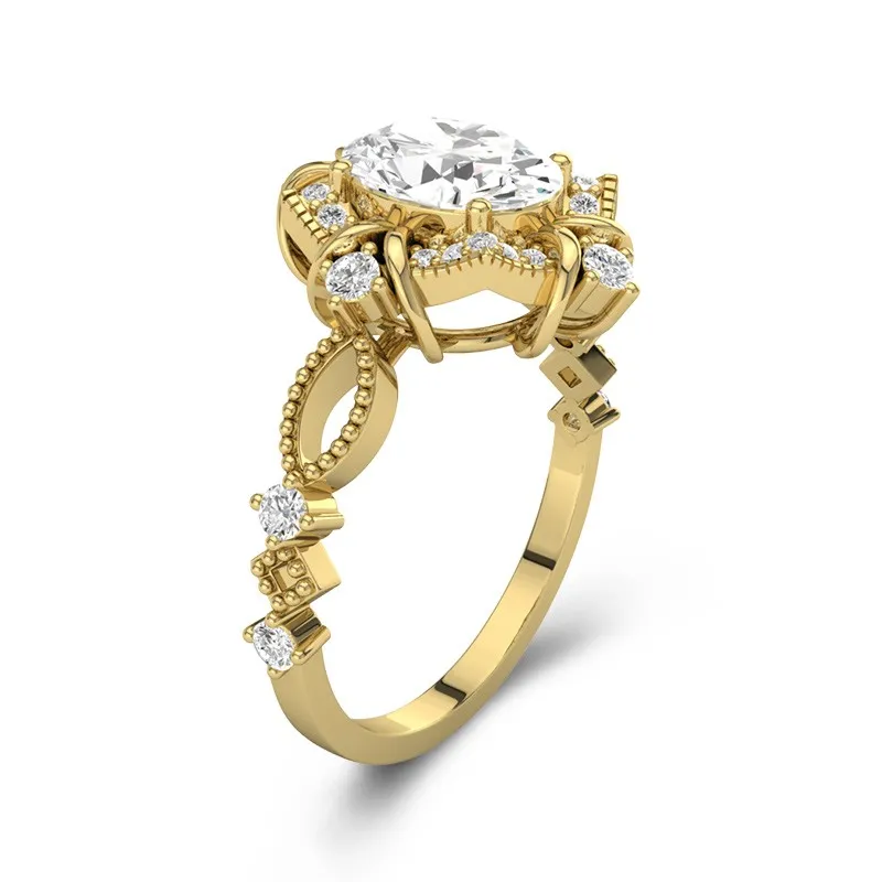 14K Gold Moissanite Engagement Ring