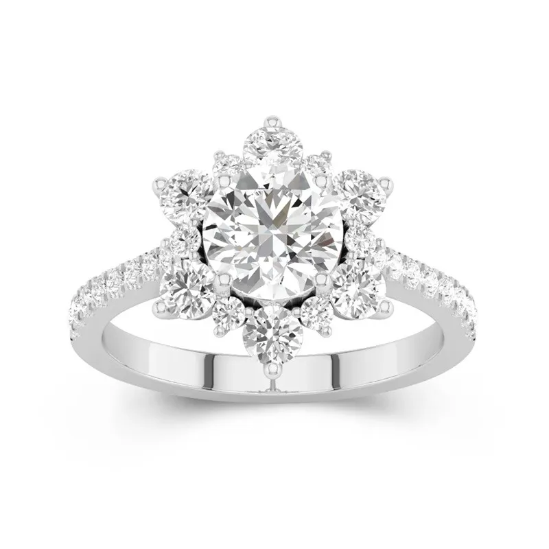 18K White Gold Moissanite Engagement Ring