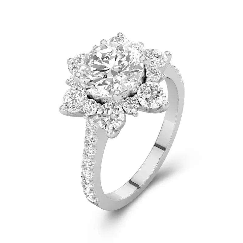 18K White Gold Moissanite Engagement Ring