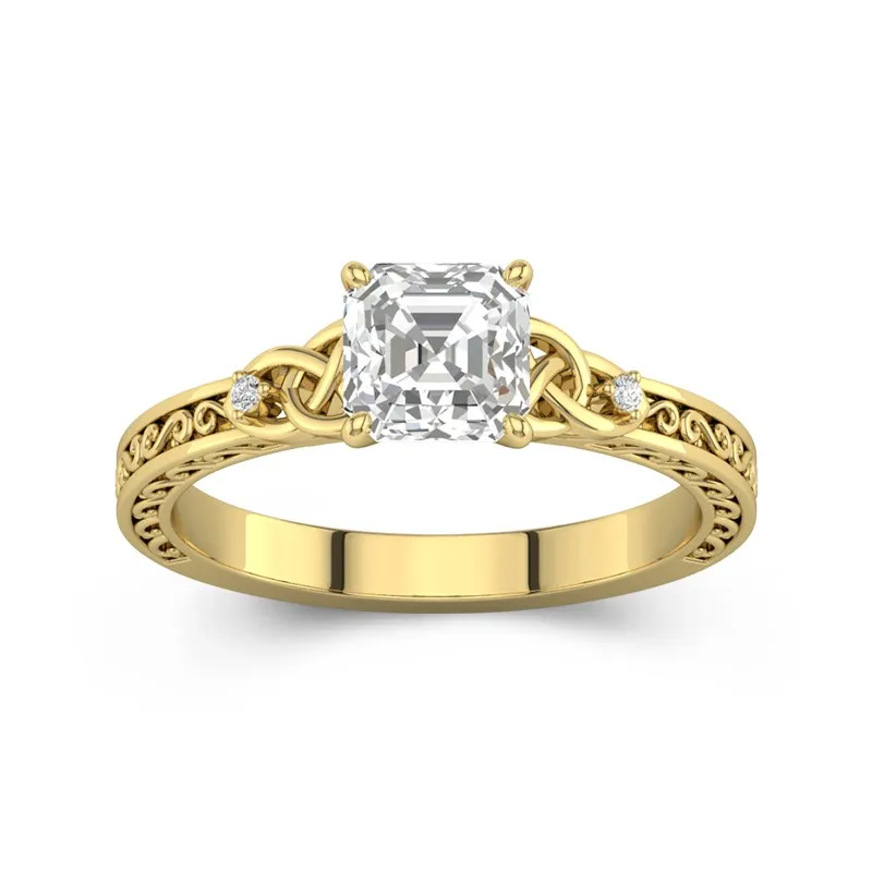 Retro Asscher 1.00ct Moissanite Engagement Ring