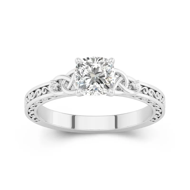 Rétro Coussin 1.00ct Moissanite Bague de fiançailles