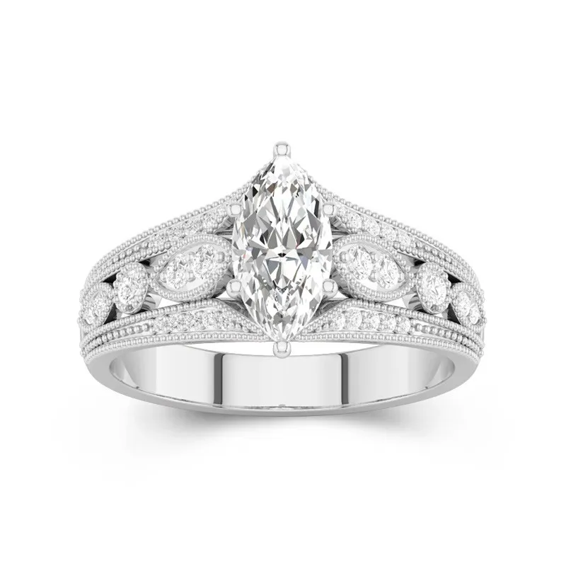 Baroque Marquise 1.00ct Moissanite Engagement Ring