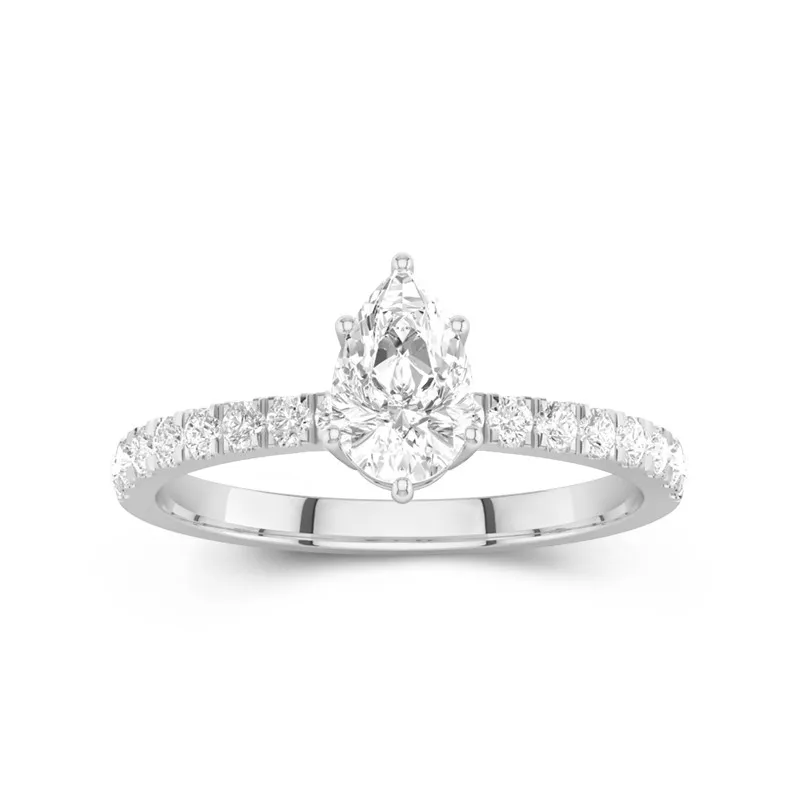 Classic Pear 1.00ct Moissanite Engagement Ring