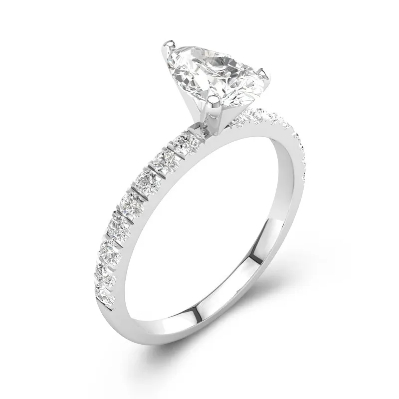 1.00ct Moissanite Engagement Ring 18K White Gold