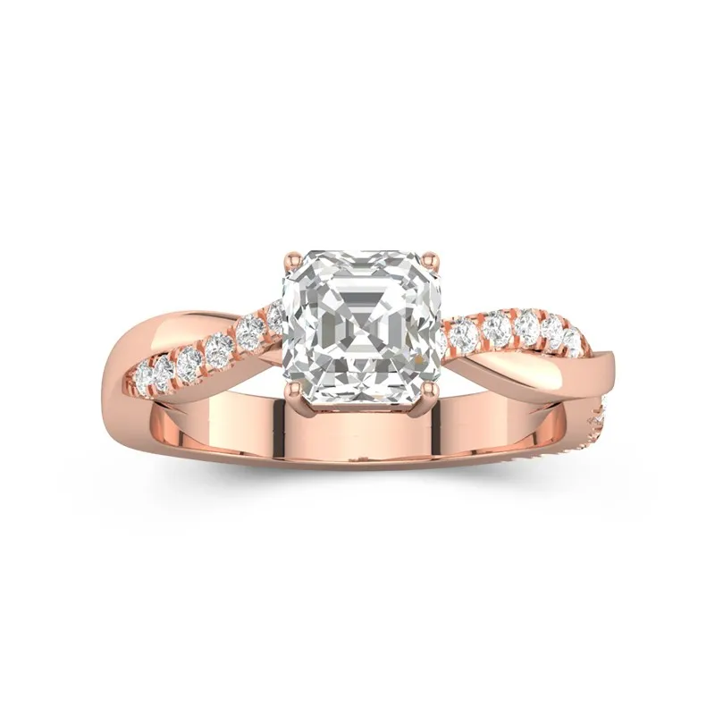 1.50ct Moissanite Engagement Ring 14K Rose Gold