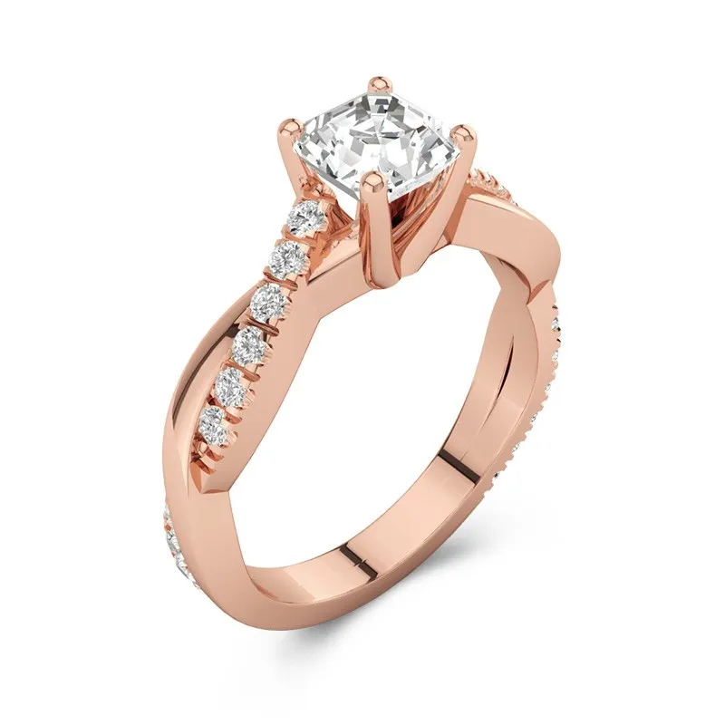 1.50ct Moissanite Engagement Ring 14K Rose Gold