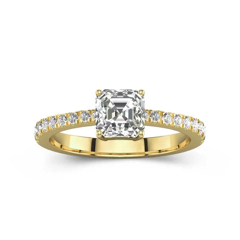 Glory Asscher 1.00ct Moissanite Engagement Ring