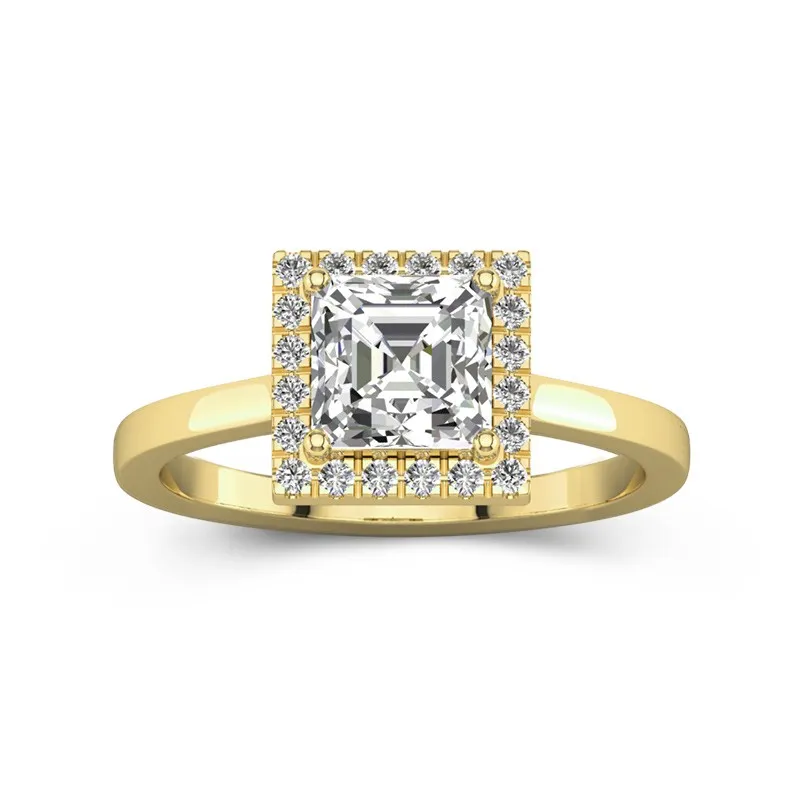 Simple Asscher 1.00ct Moissanite Engagement Ring