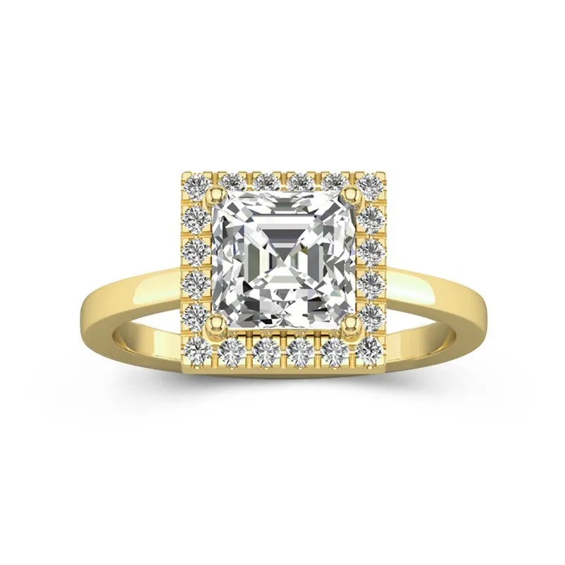 Simple Asscher 2.00ct Moissanite Bague de fiançailles