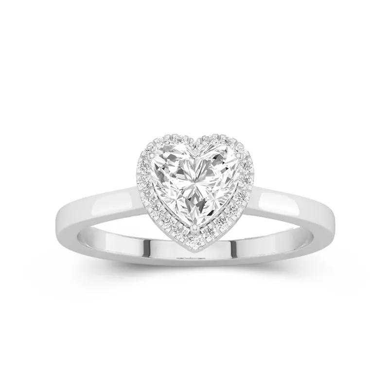 Simple Heart 1.00ct Moissanite Engagement Ring