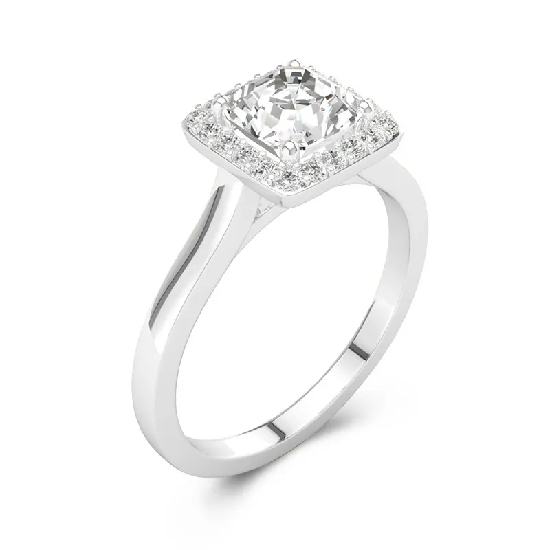 Simple Asscher 1.50ct Moissanite Engagement Ring