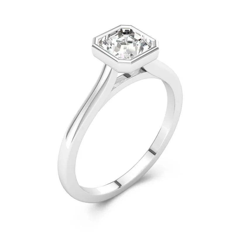 Understated Asscher 1.50ct Moissanite Engagement Ring