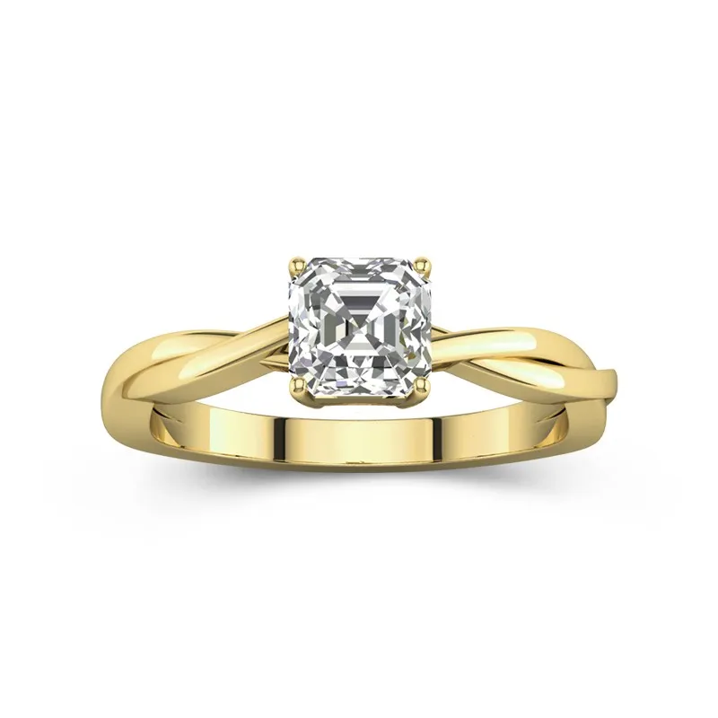 Understated Asscher 1.00ct Moissanite Engagement Ring